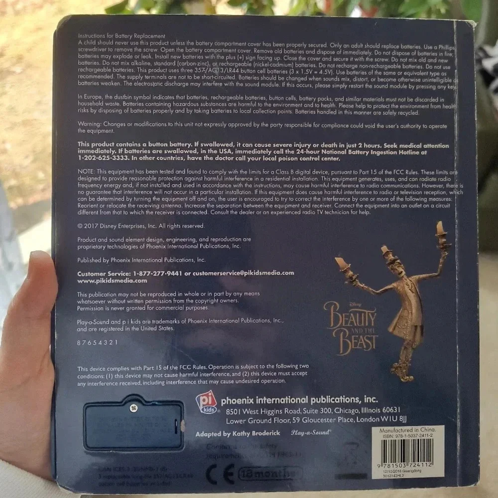 Disney Beauty and the Beast childrens book with sound buttons